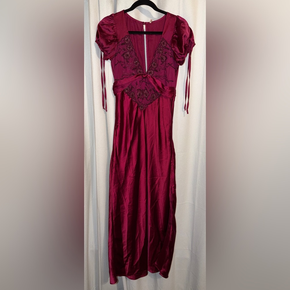 Free People Cooper Raspberry Pink Dress with Lace Details - Picture 4 of 6